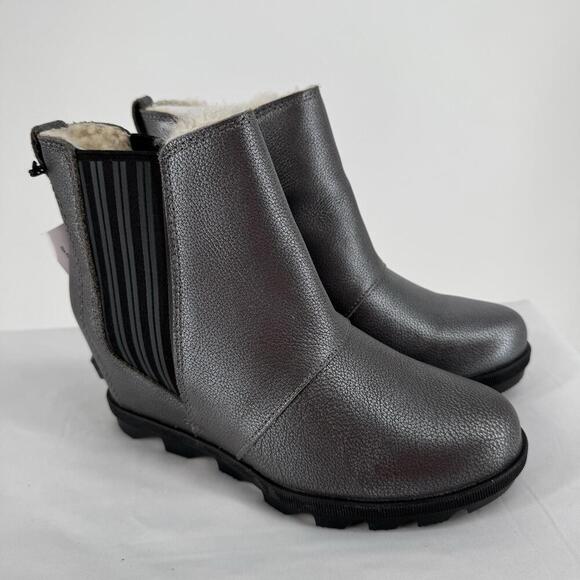 Sorel Boots Women’s 8 silver leather wedge sherpa joan of arctic snow winter - Picture 2 of 8